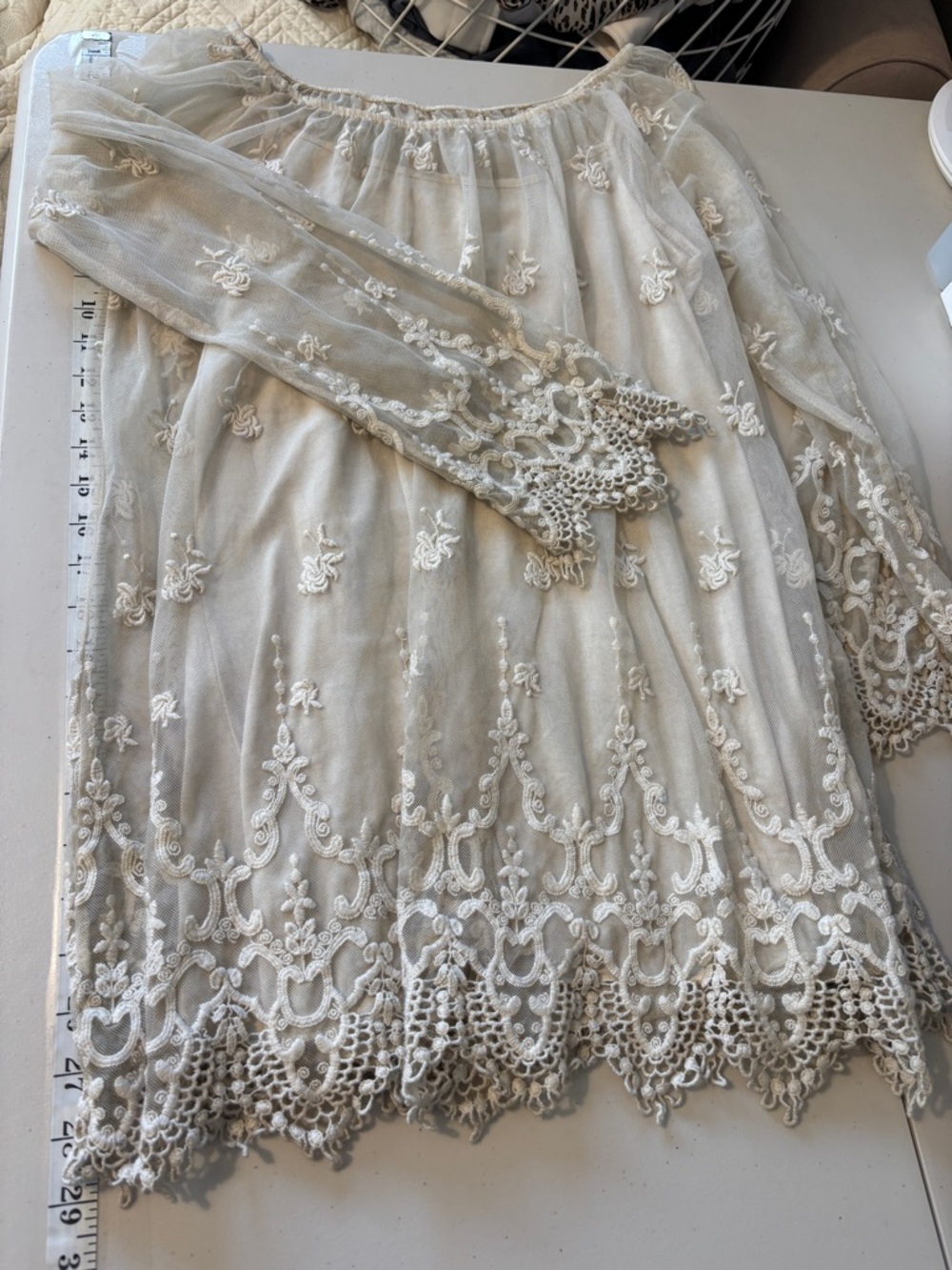Italian Floral Lace Mini Dress Fits like Small Fairy Cottagecore Festival Silk - Picture 9 of 10